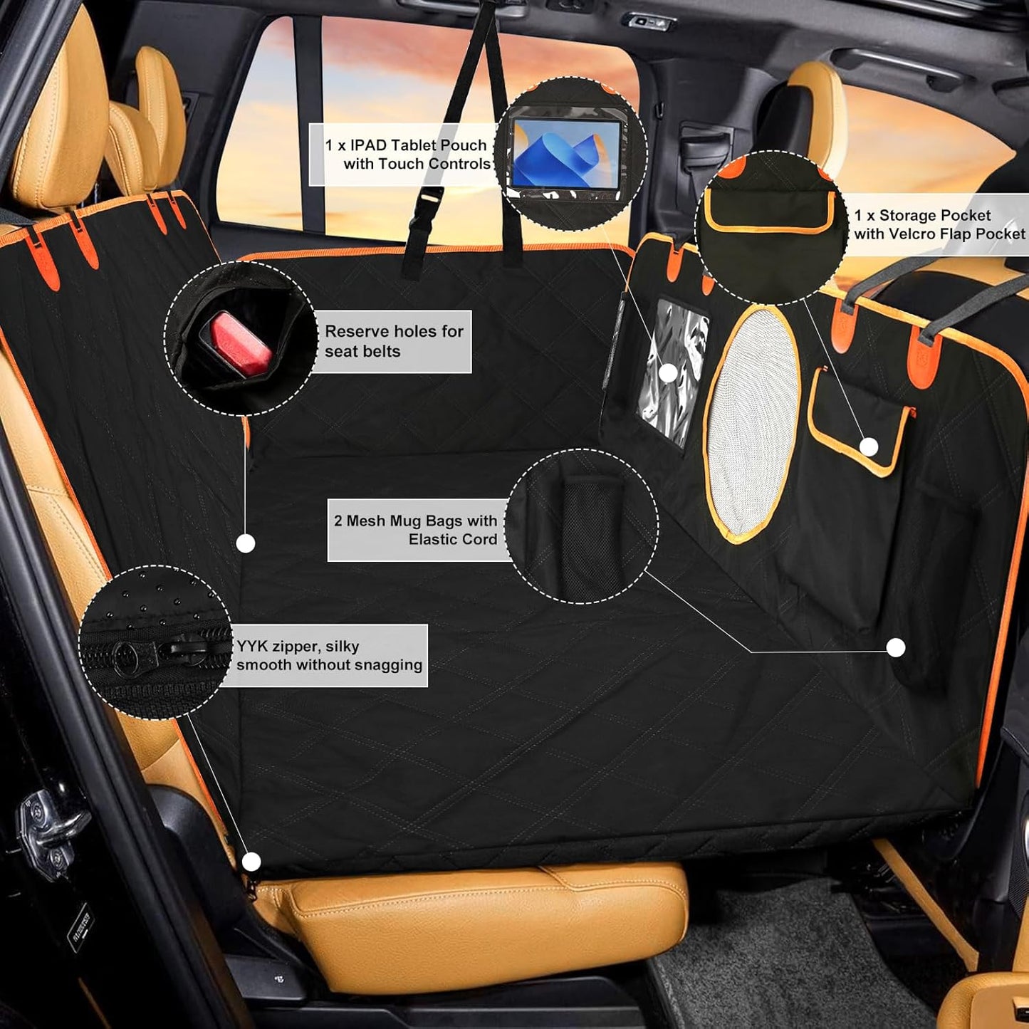 Dluxe Ave. INFURTURE Back Seat Extender for Dogs with Hard Bottom Dog Car Seat Cover Holds 460lbsSturdy Backseat Extender for Dogs Nonslip Waterproof Dog Hammock for Car Dog Car Bed for Car SUV