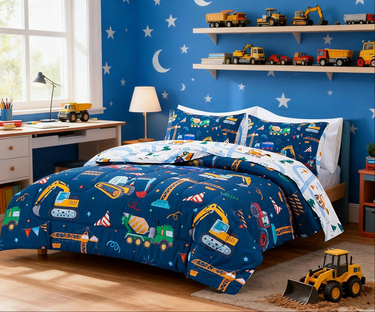 Dluxe Ave. ( FULL ) 5 Pcs Bedding Comforter Set,  Navy Blue