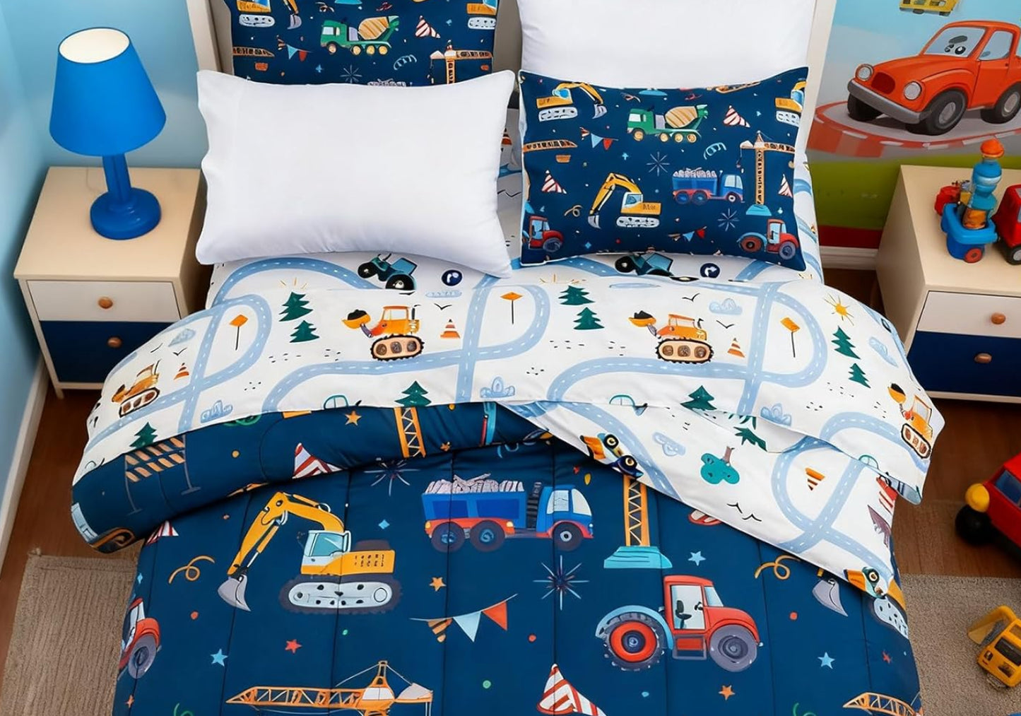 Dluxe Ave. ( FULL ) 5 Pcs Bedding Comforter Set,  Navy Blue