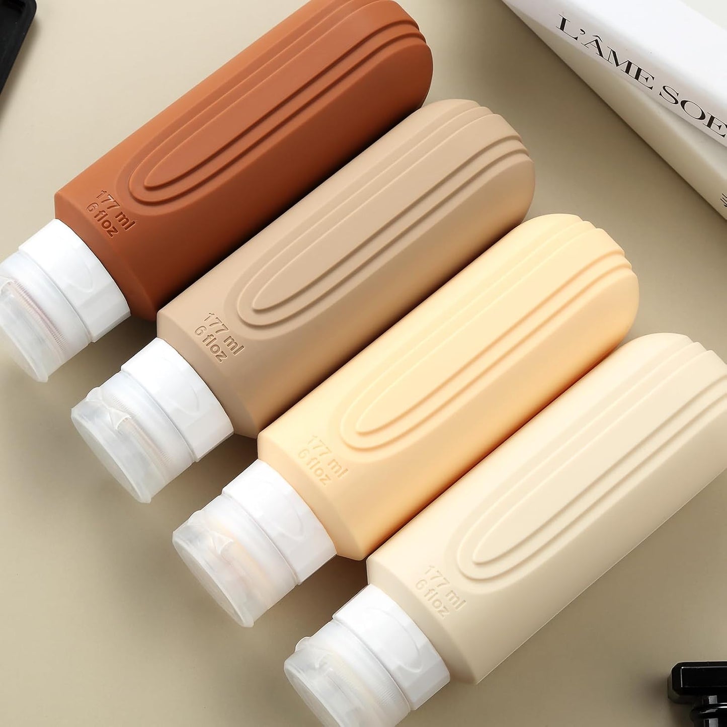 Dluxe Ave. Travel Bottles for Toiletries/ Large 6oz Oversize/ BPA Free Leak Proof/ Refillable/ 4 Pack