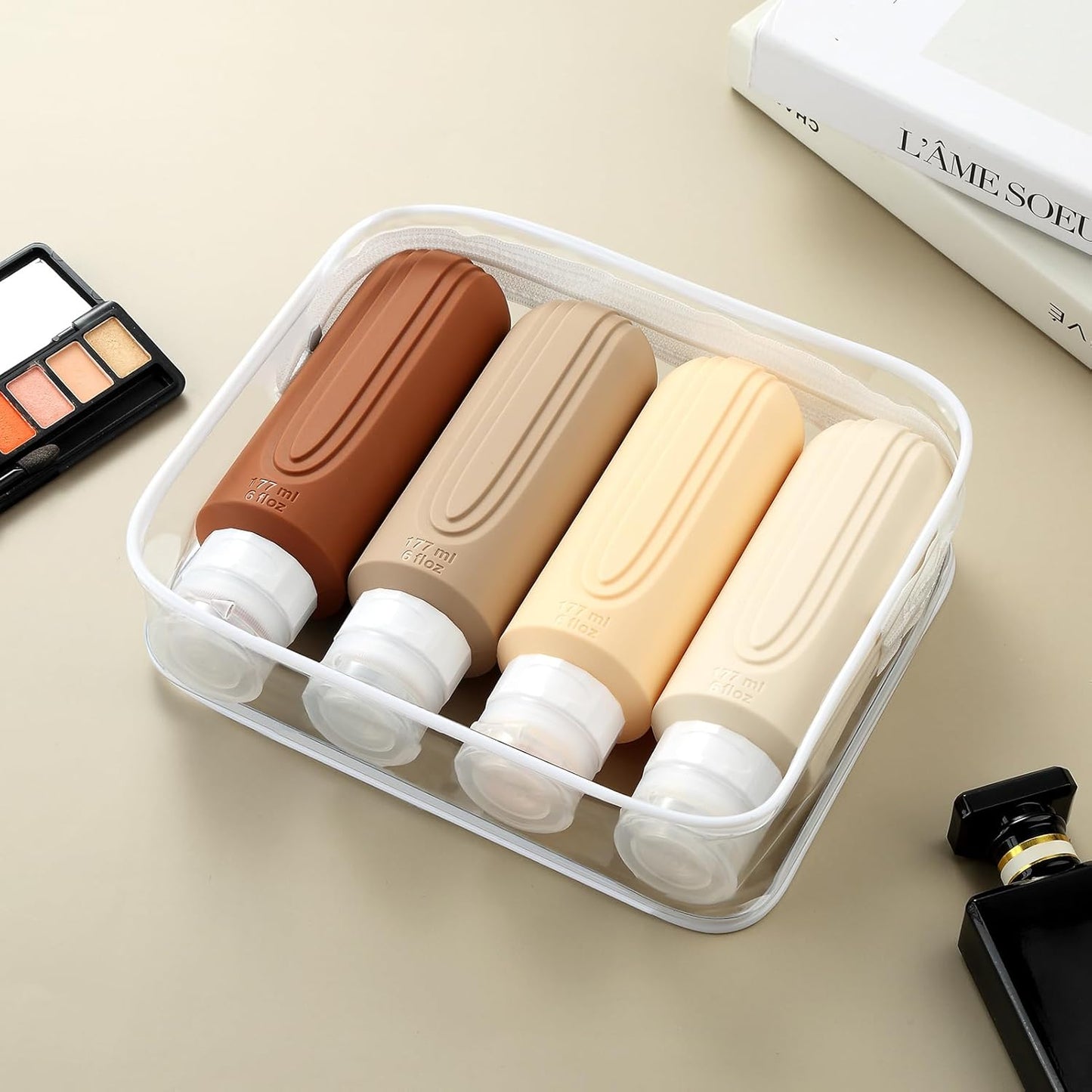 Dluxe Ave. Travel Bottles for Toiletries/ Large 6oz Oversize/ BPA Free Leak Proof/ Refillable/ 4 Pack