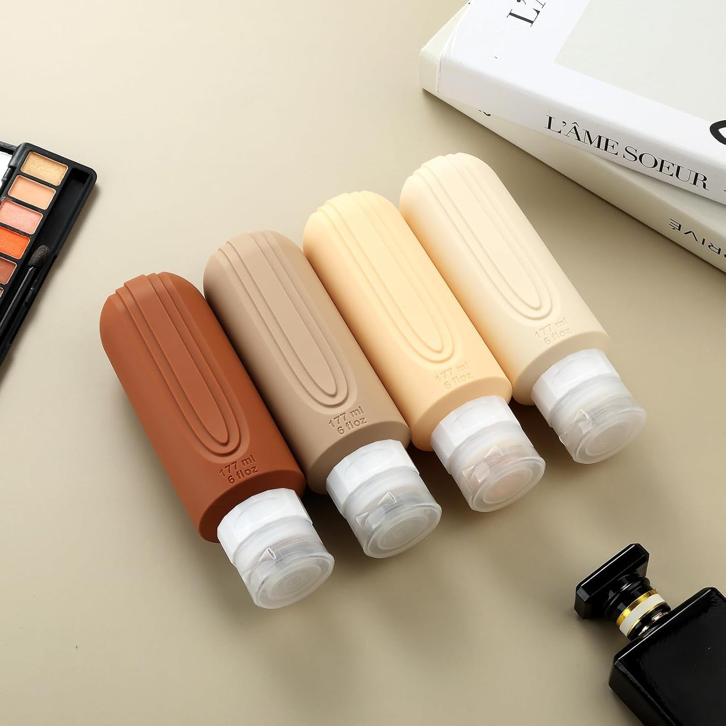 Dluxe Ave. Travel Bottles for Toiletries/ Large 6oz Oversize/ BPA Free Leak Proof/ Refillable/ 4 Pack