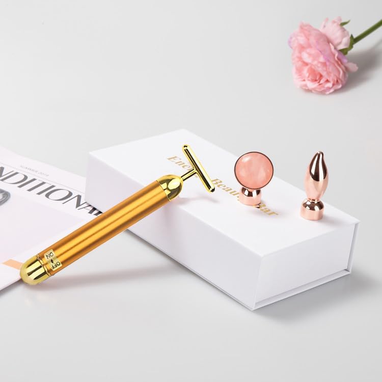 Dluxe Ave. T-Shape Facial Massager Tools Face Lifting/ Gold
