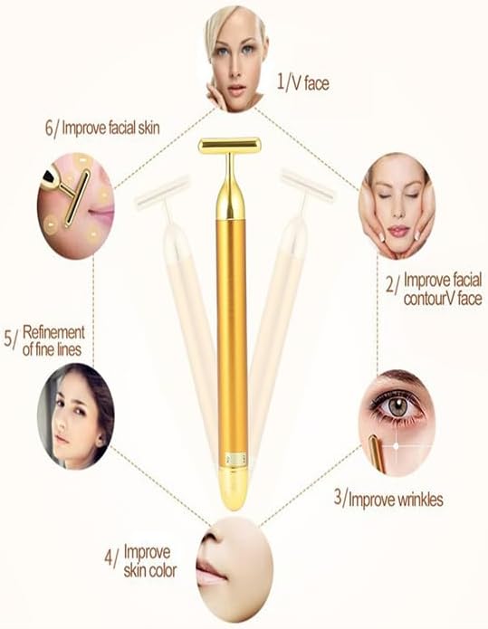 Dluxe Ave. T-Shape Facial Massager Tools Face Lifting/ Gold