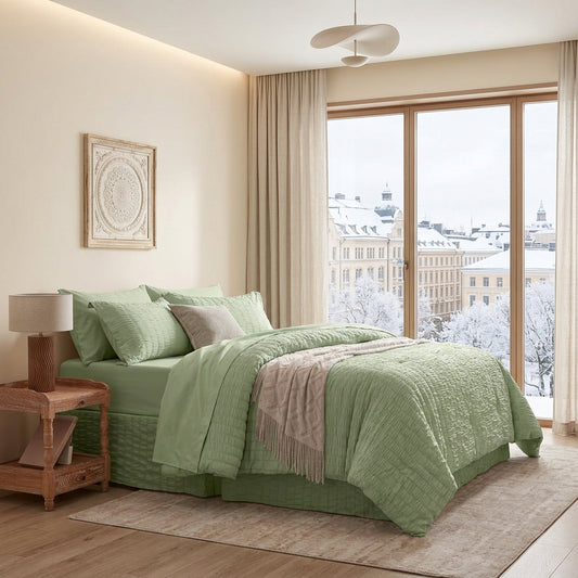Dluxe Ave. (QUEEN) 8 Pcs Comforter Set/ Sage Green