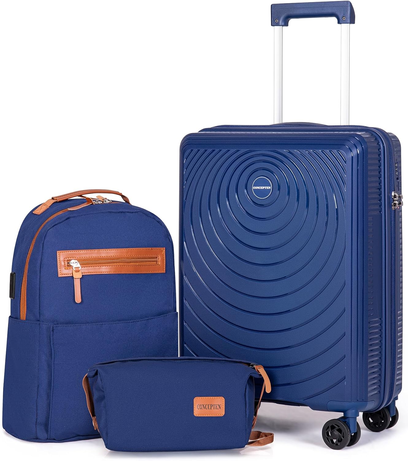 Dluxe Ave. Carry On Luggage Airline Approved/ 20-inch Soft shell/ Spinning Wheels/TSA Lock (Blue) 22x14x9