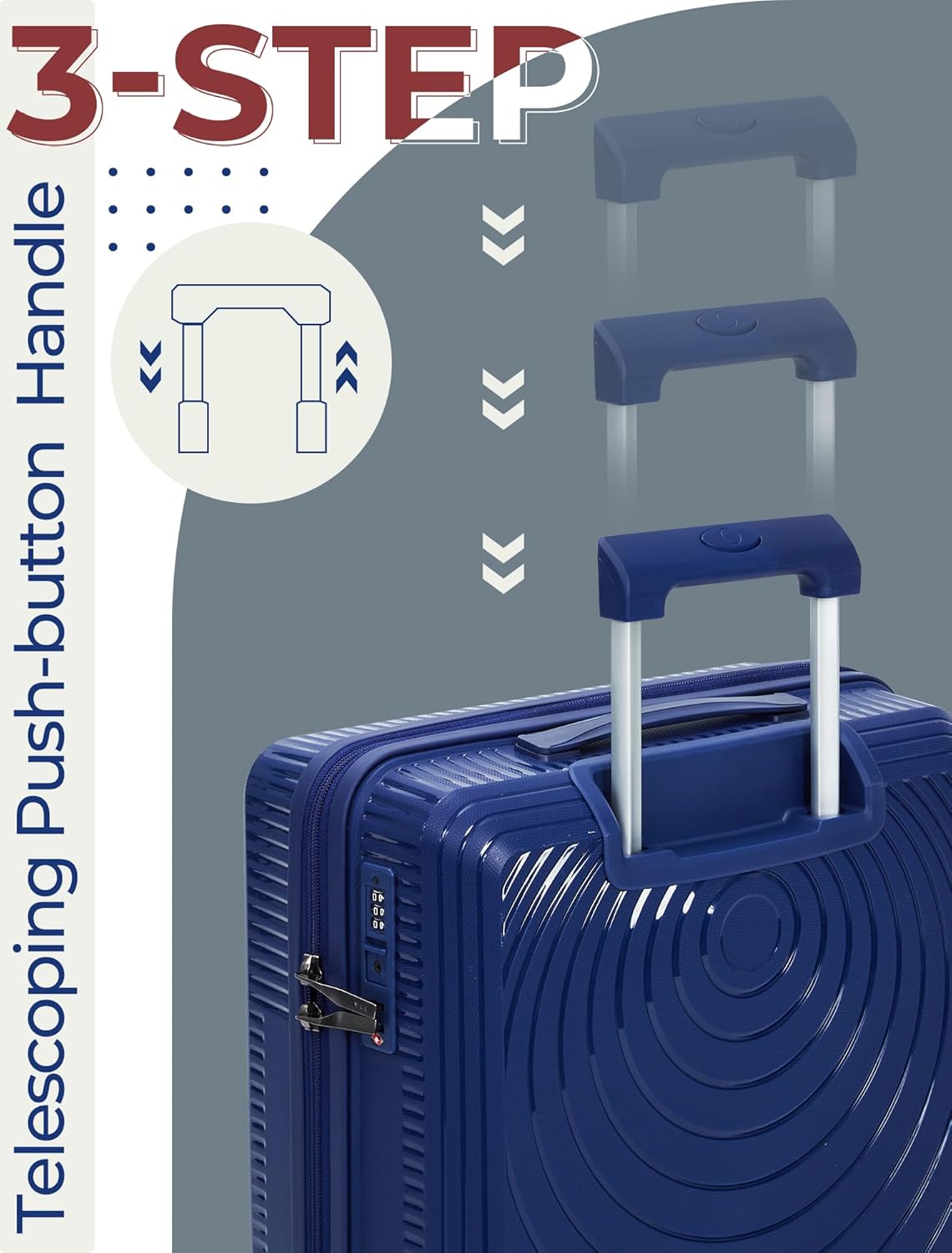 Dluxe Ave. Carry On Luggage Airline Approved/ 20-inch Soft shell/ Spinning Wheels/TSA Lock (Blue) 22x14x9
