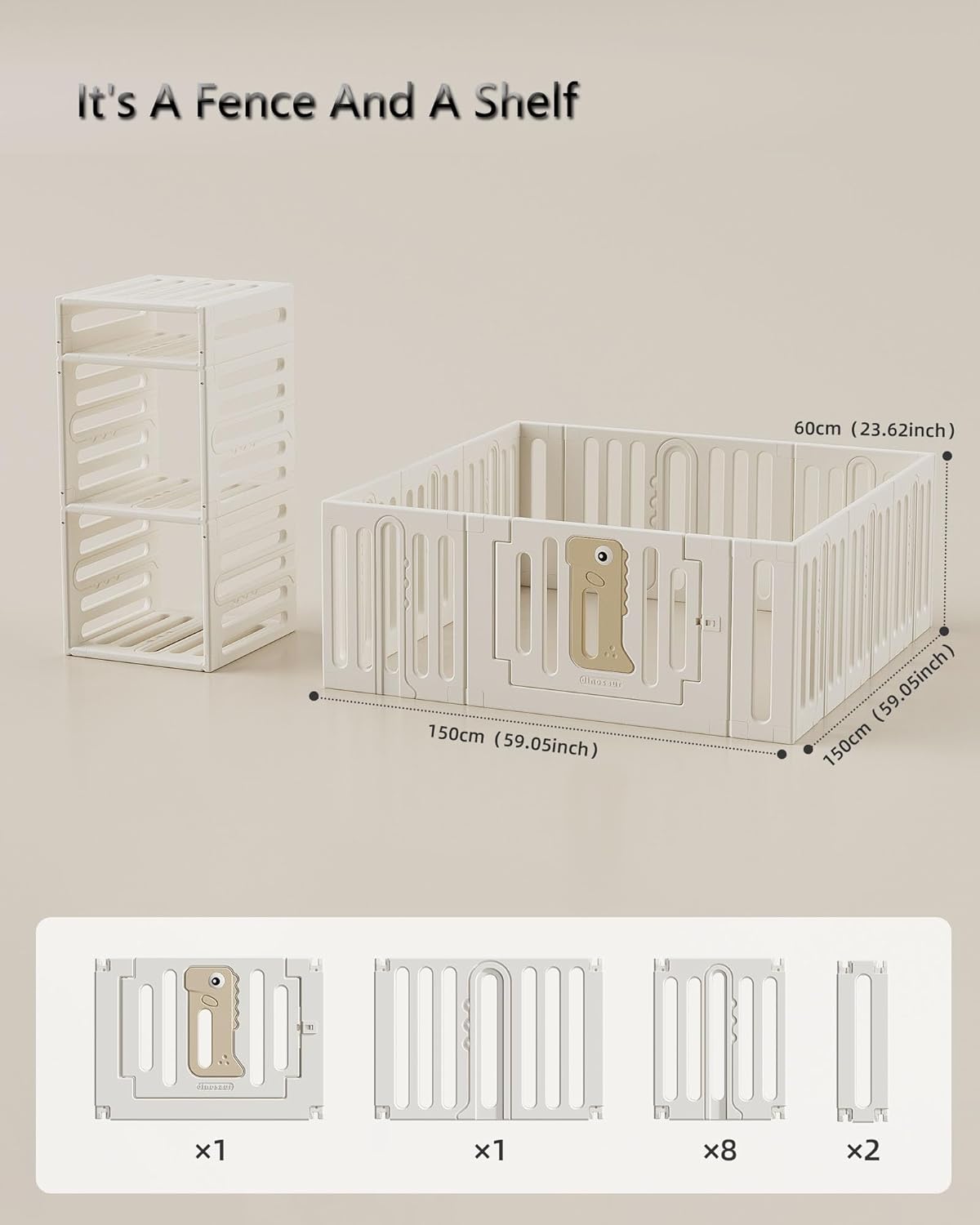 Dluxe Ave. Baby playpen Large playpen for Babies and ToddlersIndoor & Outdoor Play Yard for BabiesBaby Play PenBaby Fence Play AreaBaby gate playpen(59 * 59")