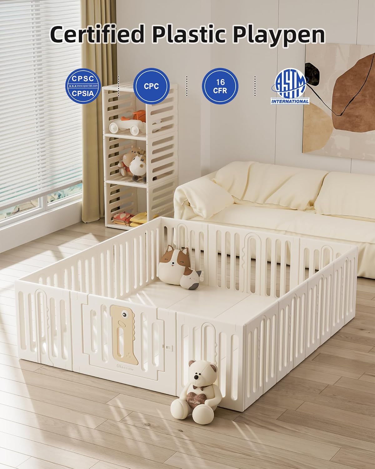Dluxe Ave. Baby playpen Large playpen for Babies and ToddlersIndoor & Outdoor Play Yard for BabiesBaby Play PenBaby Fence Play AreaBaby gate playpen(59 * 59")