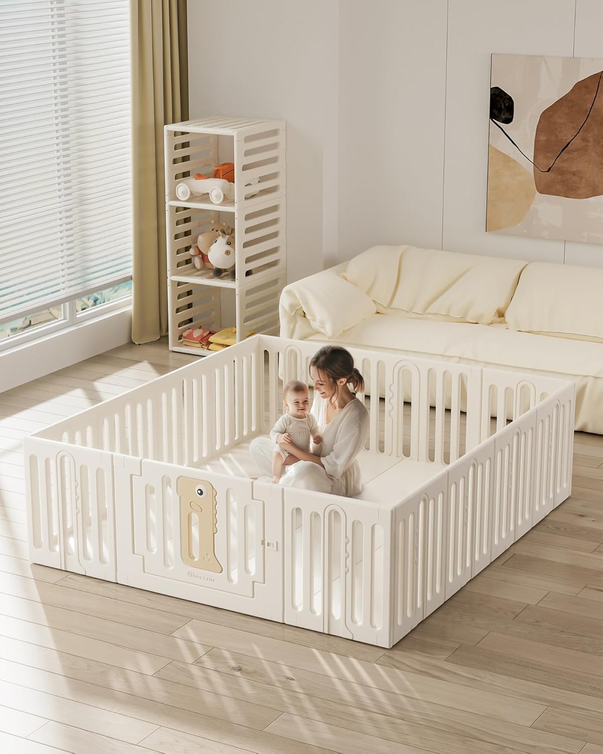 Dluxe Ave. Baby playpen Large playpen for Babies and ToddlersIndoor & Outdoor Play Yard for BabiesBaby Play PenBaby Fence Play AreaBaby gate playpen(59 * 59")