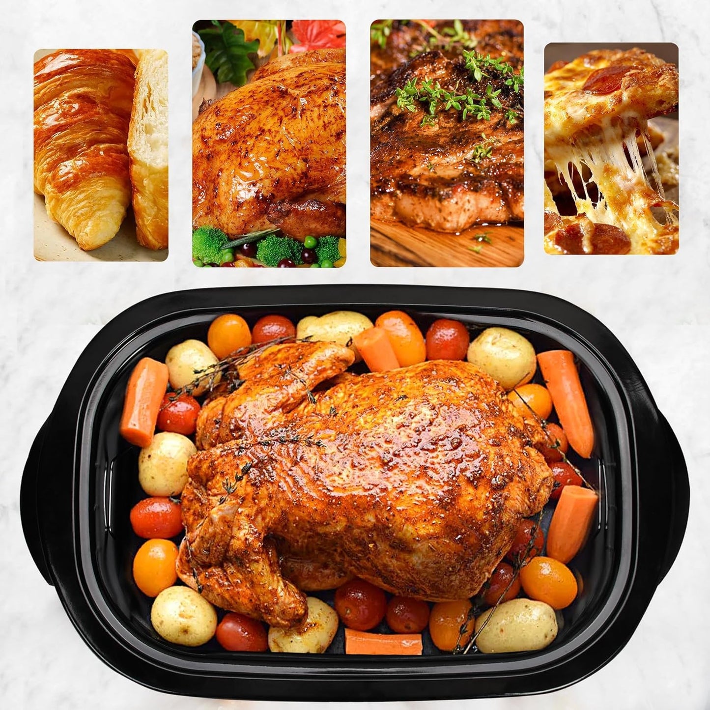 Dluxe Ave. Oven 20Qt Turkey Roaster Oven / Self-Basting Lid, 1450W Electric, Cool-Touch Handles (Stainless Steel)