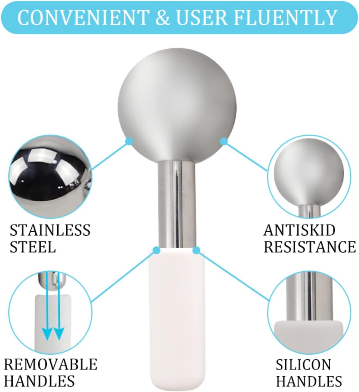 Dluxe Ave. brakverla Facial Ice Globes and Roller Cooling Massager for Face Eyes and Neck Cryotherapy Treatment for Puffiness Dark Circles and Wrinkles (Gold)