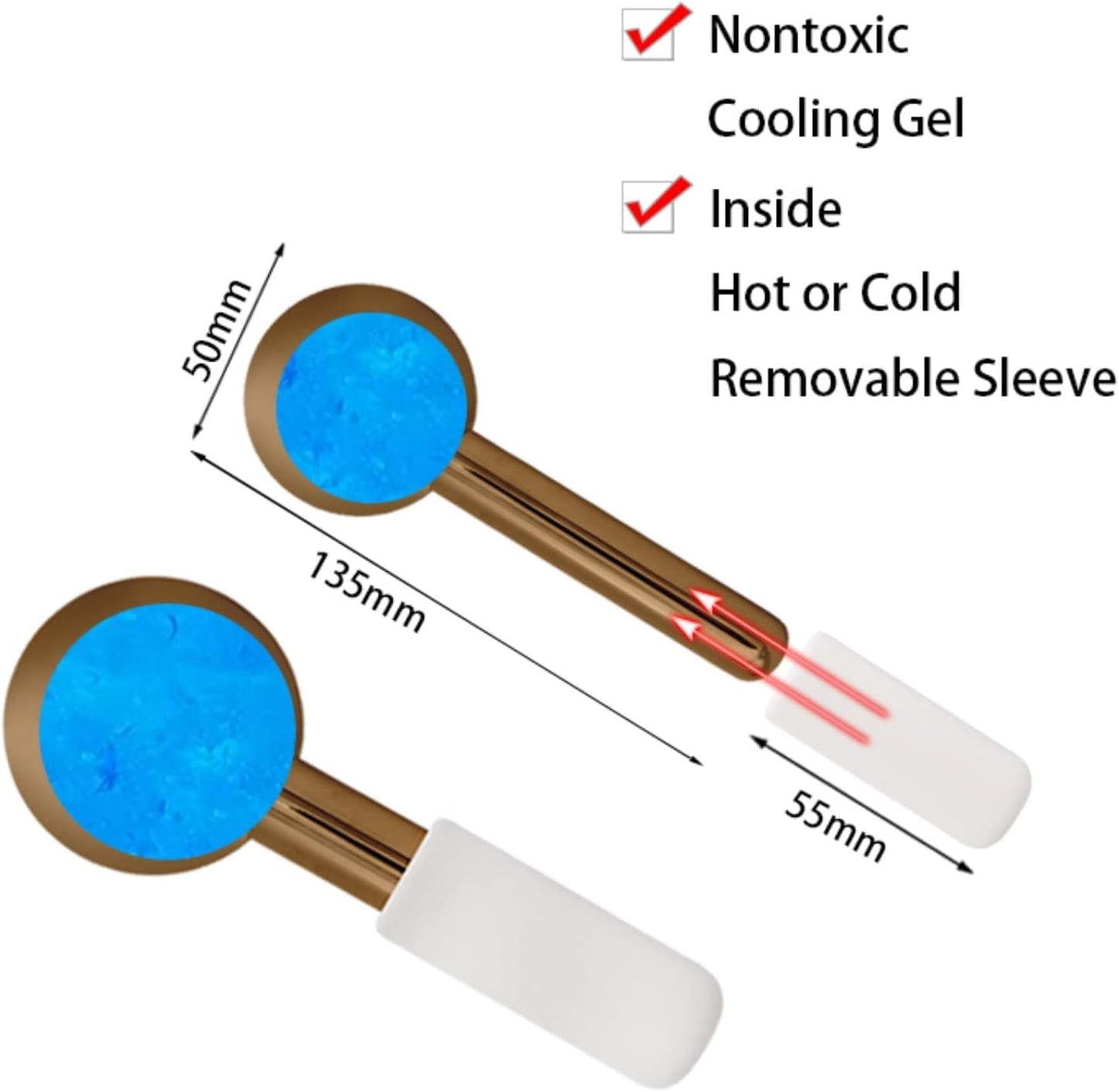 Dluxe Ave. brakverla Facial Ice Globes and Roller Cooling Massager for Face Eyes and Neck Cryotherapy Treatment for Puffiness Dark Circles and Wrinkles (Gold)