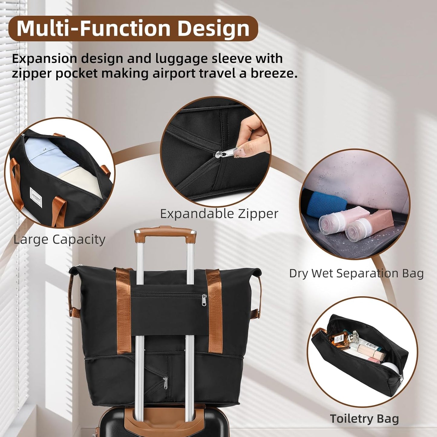 Dluxe Ave. 6 Piece Expandable Luggage Hardshell Suitcase Sets /TSA Locks/ Vintage  (Black Brown)