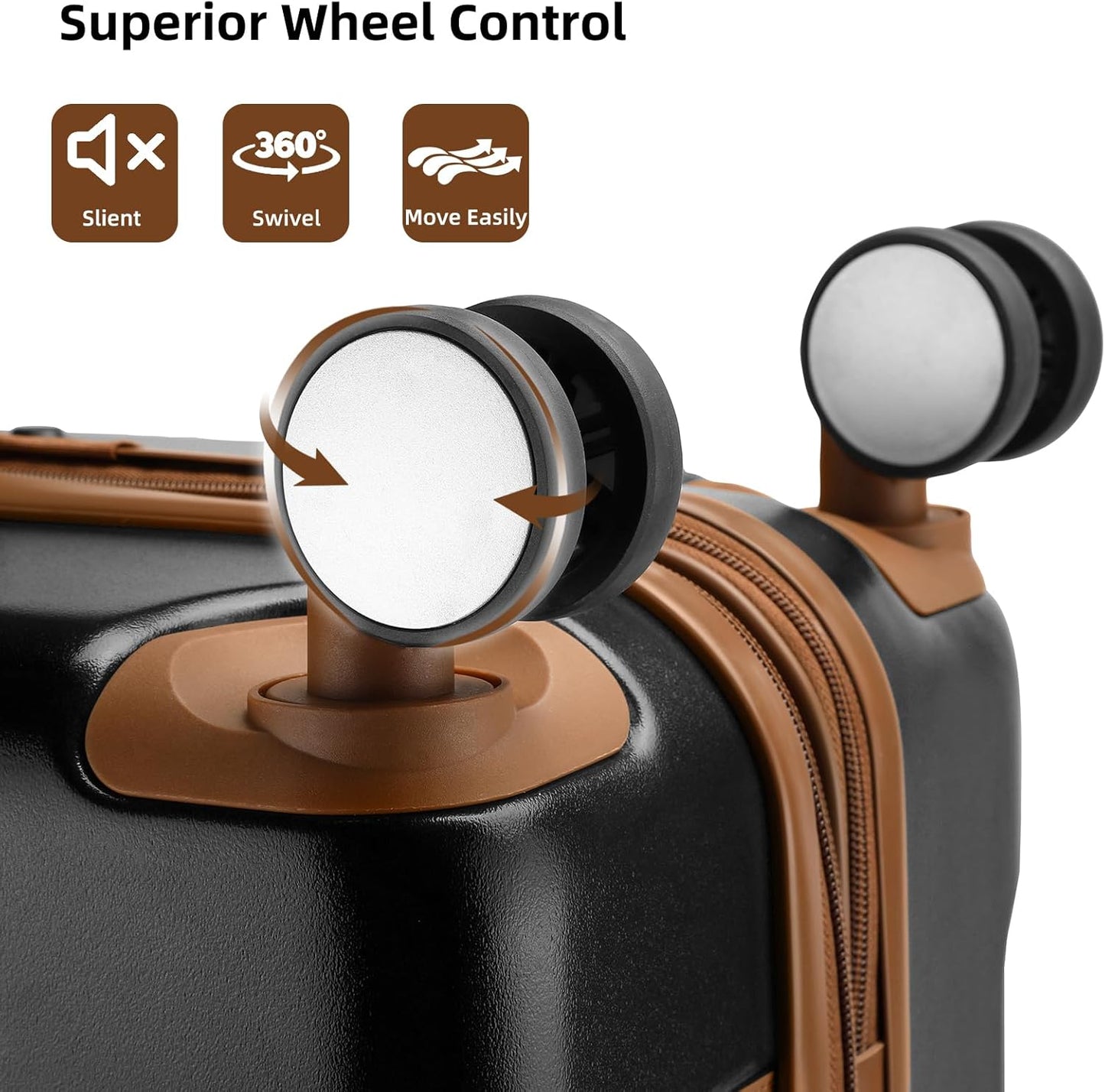 Dluxe Ave. 6 Piece Expandable Luggage Hardshell Suitcase Sets /TSA Locks/ Vintage  (Black Brown)