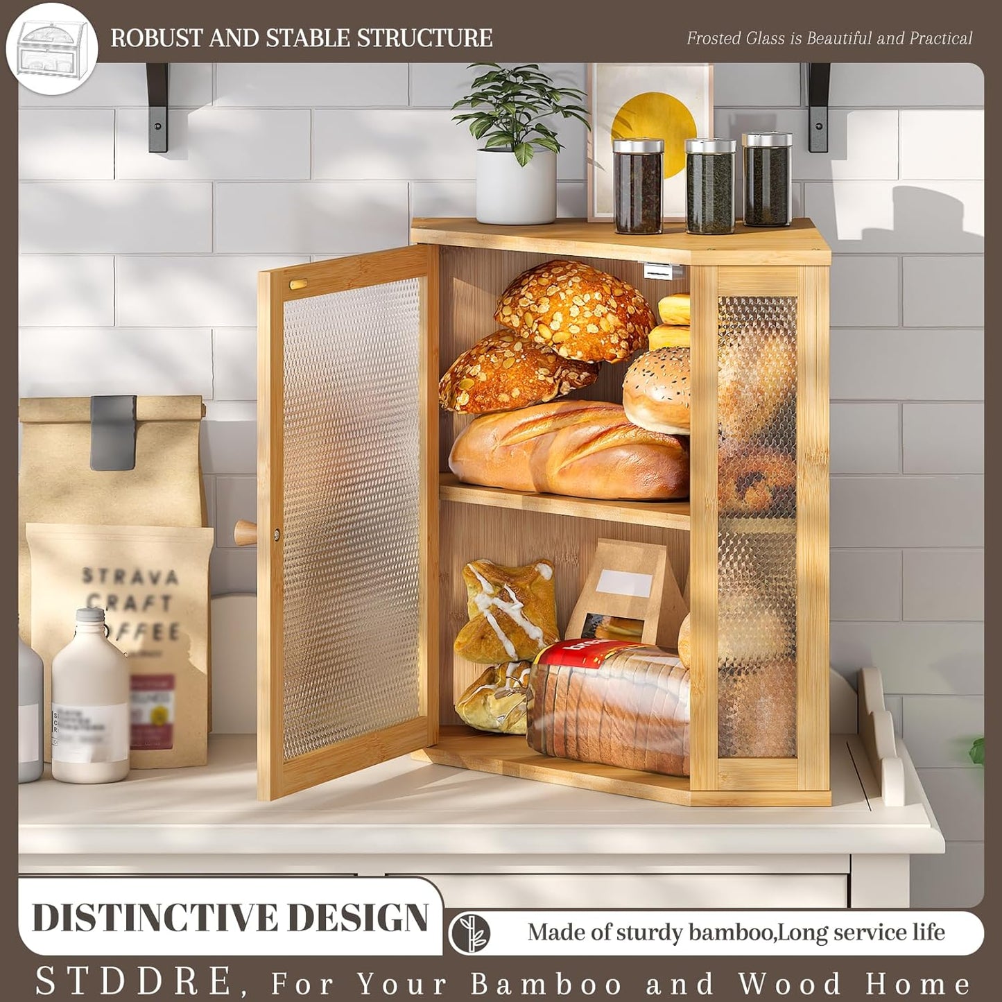 Dluxe Ave. Corner Bread Box Kitchen Countertop/ Extra Large Capacity