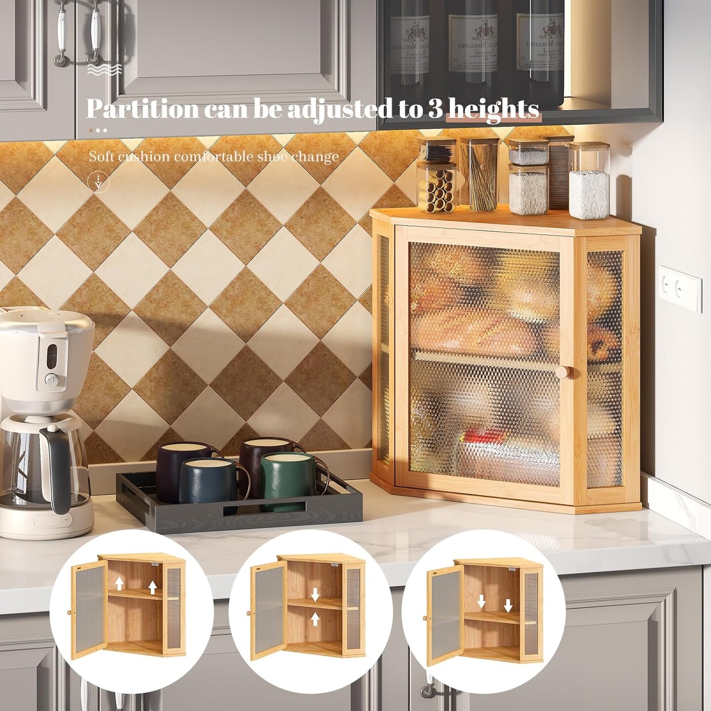 Dluxe Ave. Corner Bread Box Kitchen Countertop/ Extra Large Capacity
