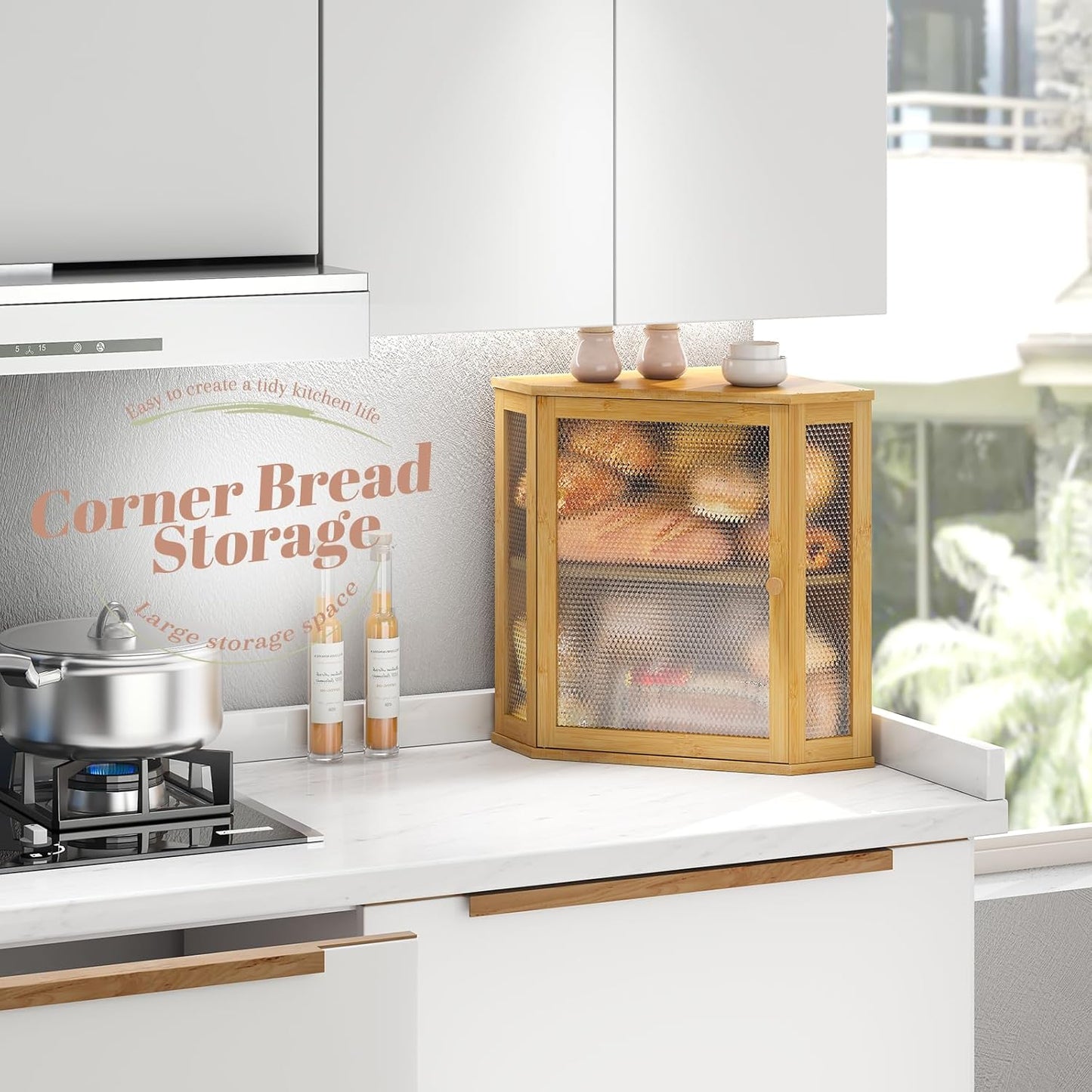 Dluxe Ave. Corner Bread Box Kitchen Countertop/ Extra Large Capacity