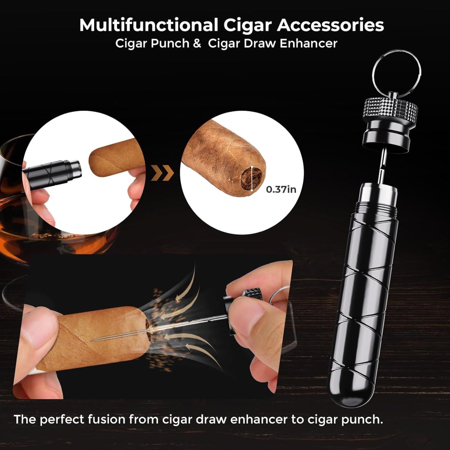 Dluxe Ave, Travel Cigar Humidor Case Set/ Double-sided Design with Cigar Lighter