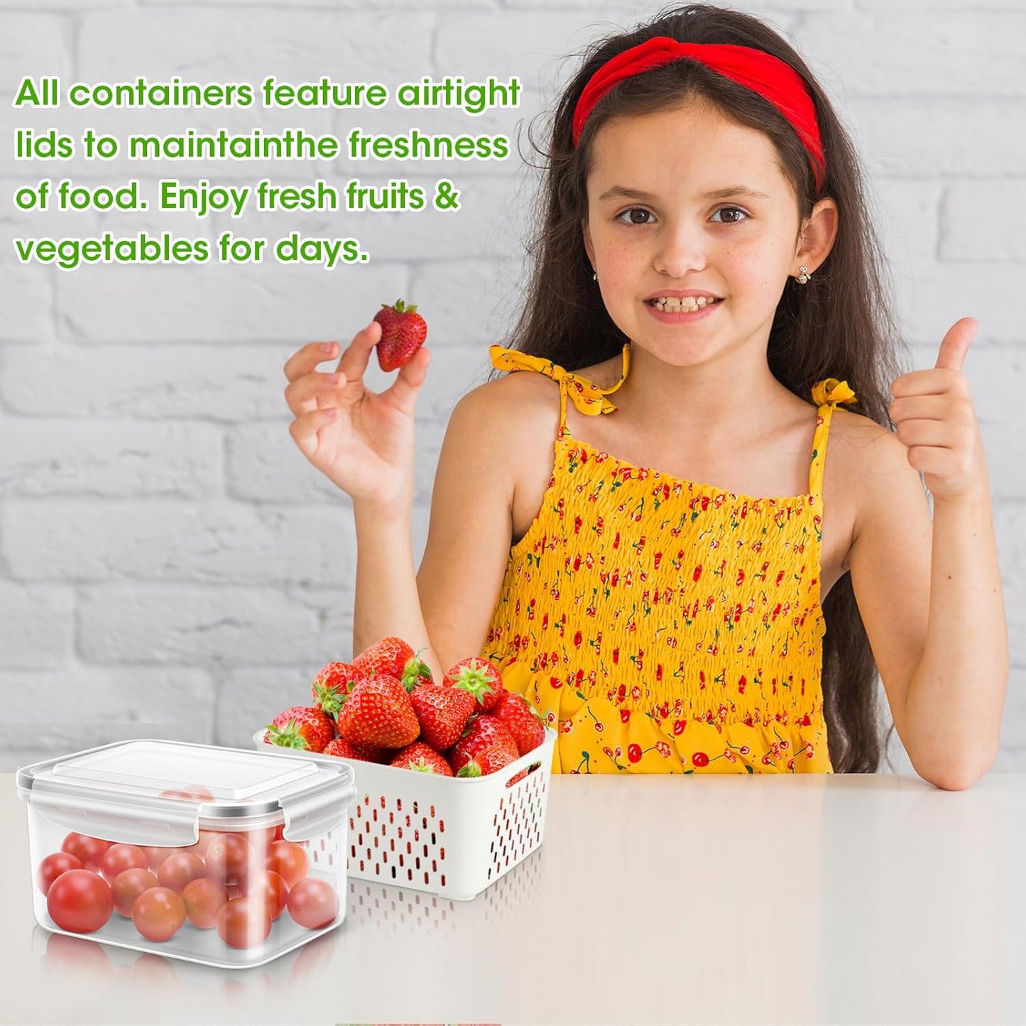 Dluxe Ave. 4 Pack Produce Saver Vegetable Container with Drain Colanders