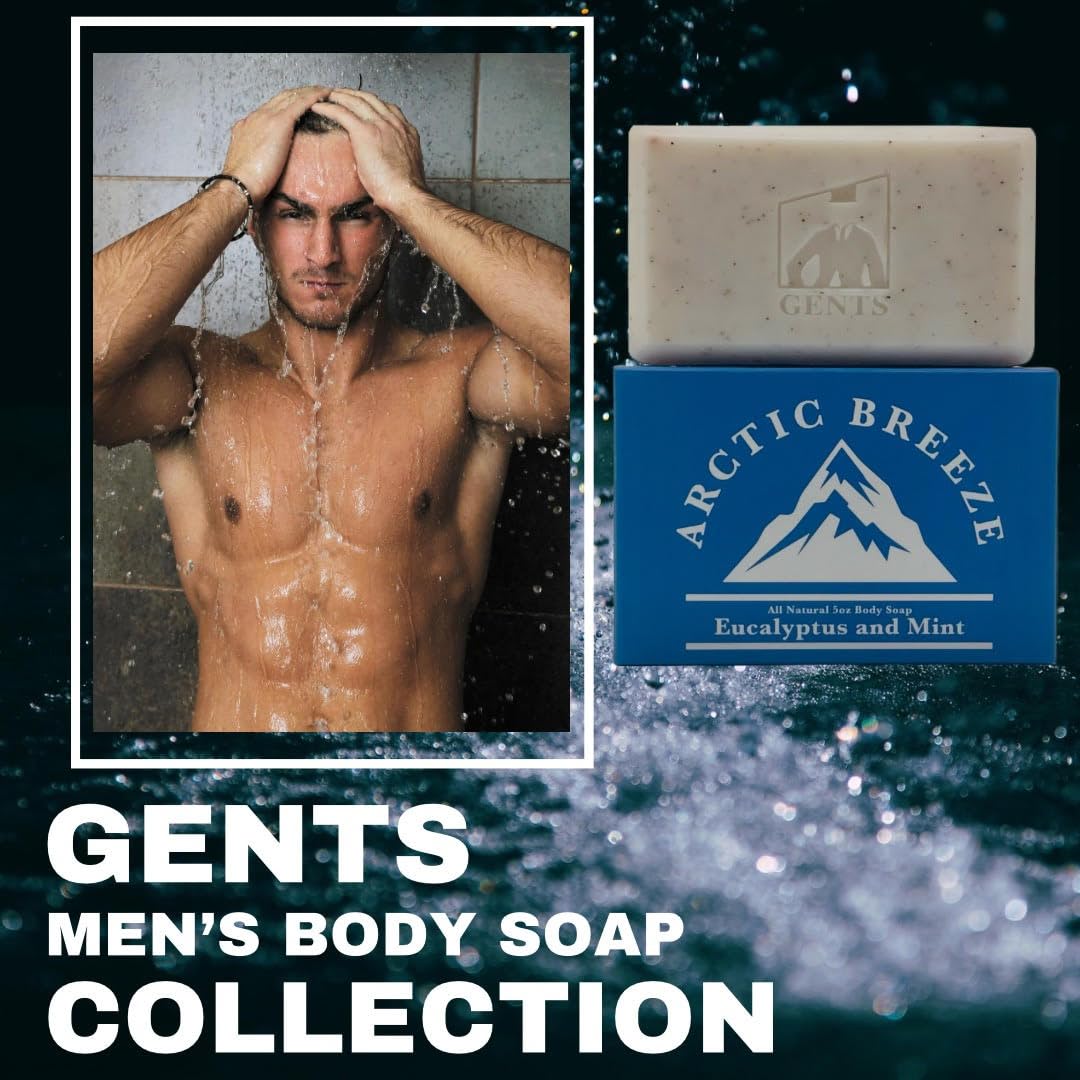 Dluxe Ave. Gents Variety Mens Body Soaps - Moisturizing Bar Soap for Men Smell Fresh and Clean Washing Hands & Body All Skin Types for Bath and Shower (Arctic CarbonBeehive Malibu Sunset Sandalwood)