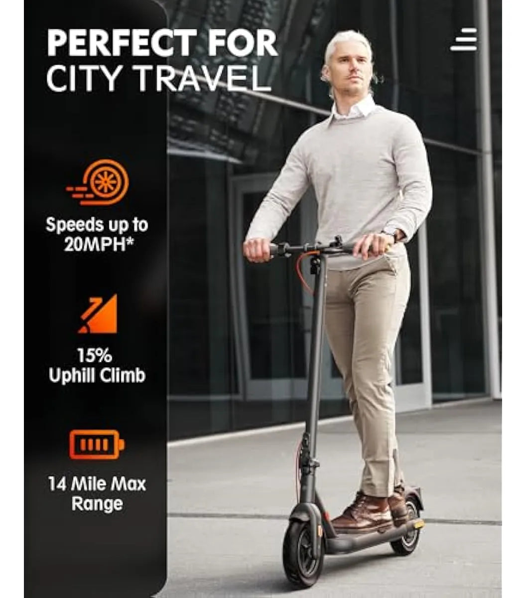 Dluxe Ave. INVANTI V22PRO Electric Scooter for Adults 10" Honeycomb Tires 14 Miles Range 350W Motor & 20 MPH Portable Folding Commuting Electric Scooter with Turn Signals & App Black