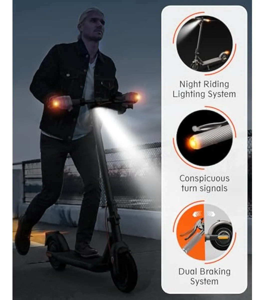 Dluxe Ave. INVANTI V22PRO Electric Scooter for Adults 10" Honeycomb Tires 14 Miles Range 350W Motor & 20 MPH Portable Folding Commuting Electric Scooter with Turn Signals & App Black