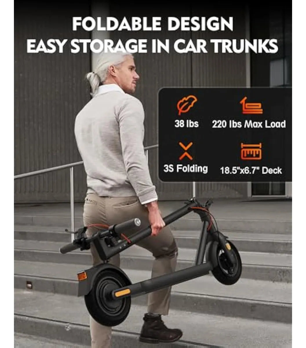 Dluxe Ave. INVANTI V22PRO Electric Scooter for Adults 10" Honeycomb Tires 14 Miles Range 350W Motor & 20 MPH Portable Folding Commuting Electric Scooter with Turn Signals & App Black