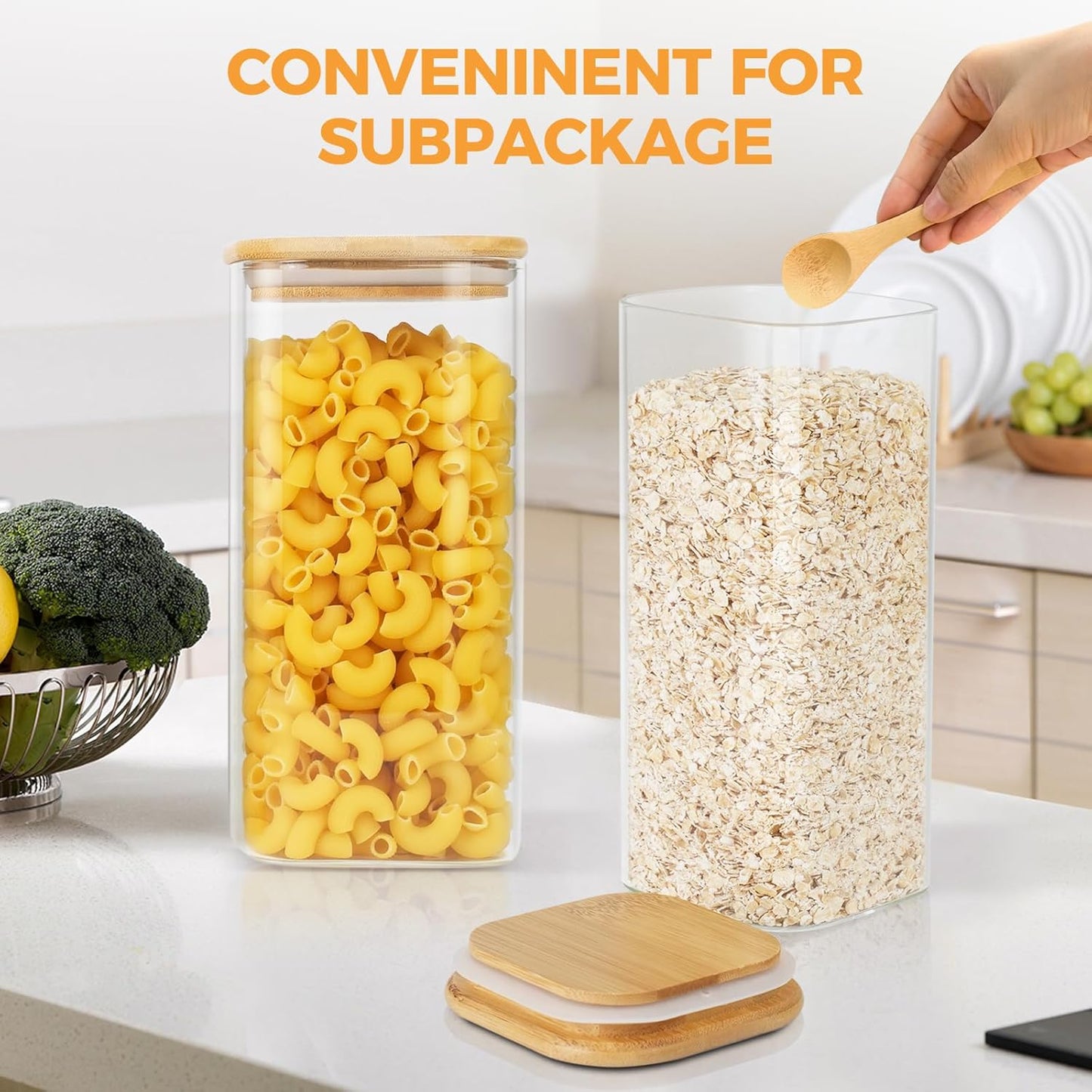 Dluxe Ave. Glass Storage Jars with Bamboo Lids/ 54oz/ Set of 4 Glass Canisters