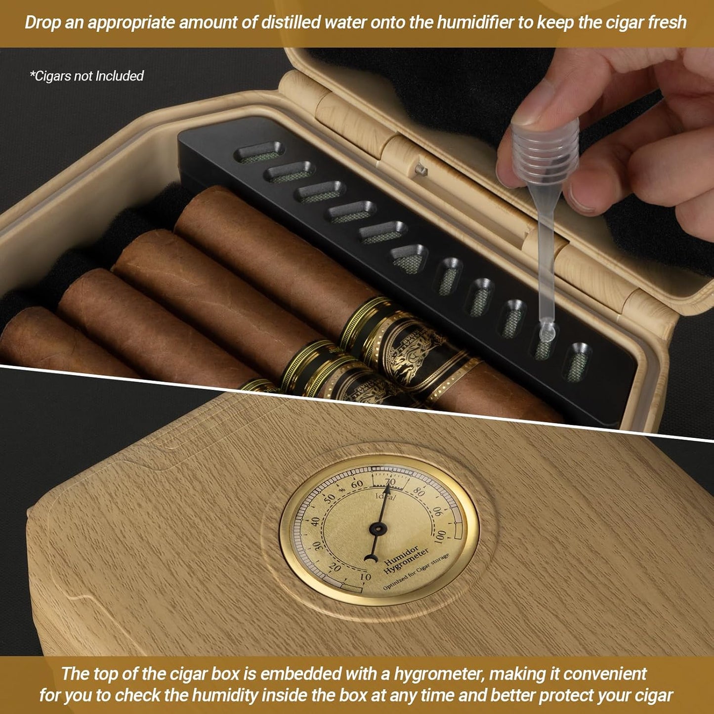Dluxe Ave. Travel Cigar Humidor Cigar Case with Cigar Lighter Cedar Lined Cigar Box V Cut Cigar Cutter Portable Cigar Humidor with Humidifier