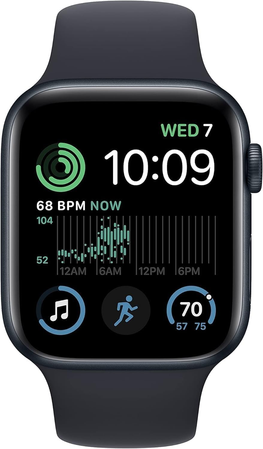 Dluxe Ave. Apple Watch SE (2nd Gen) [GPS 44mm] Smartwatch with Midnight Aluminum Case with Midnight Sport Band M/L (Renewed)