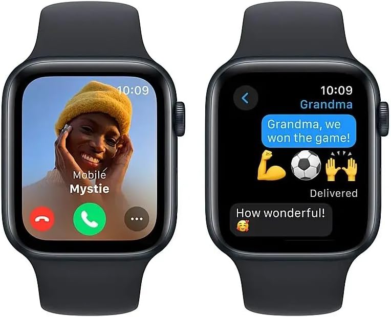 Dluxe Ave. Apple Watch SE (2nd Gen) [GPS 44mm] Smartwatch with Midnight Aluminum Case with Midnight Sport Band M/L (Renewed)