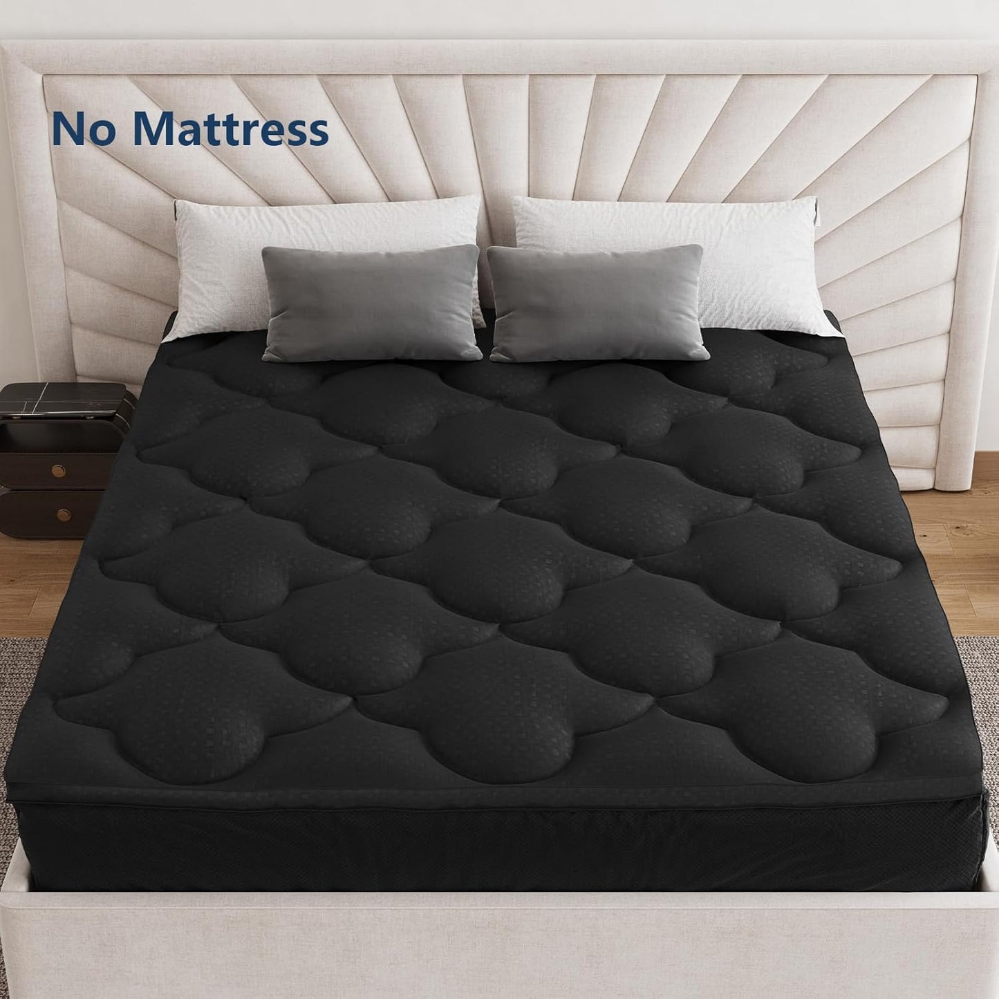 Dluxe Ave. ( CAL./ KING ) Pillow Top Mattress Topper, Black