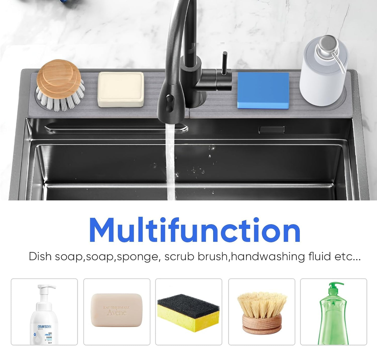 Dluxe Ave. Kitchen Sink Splash Guard  (Grey 23.6 x 3.9 x 0.5 Inch)