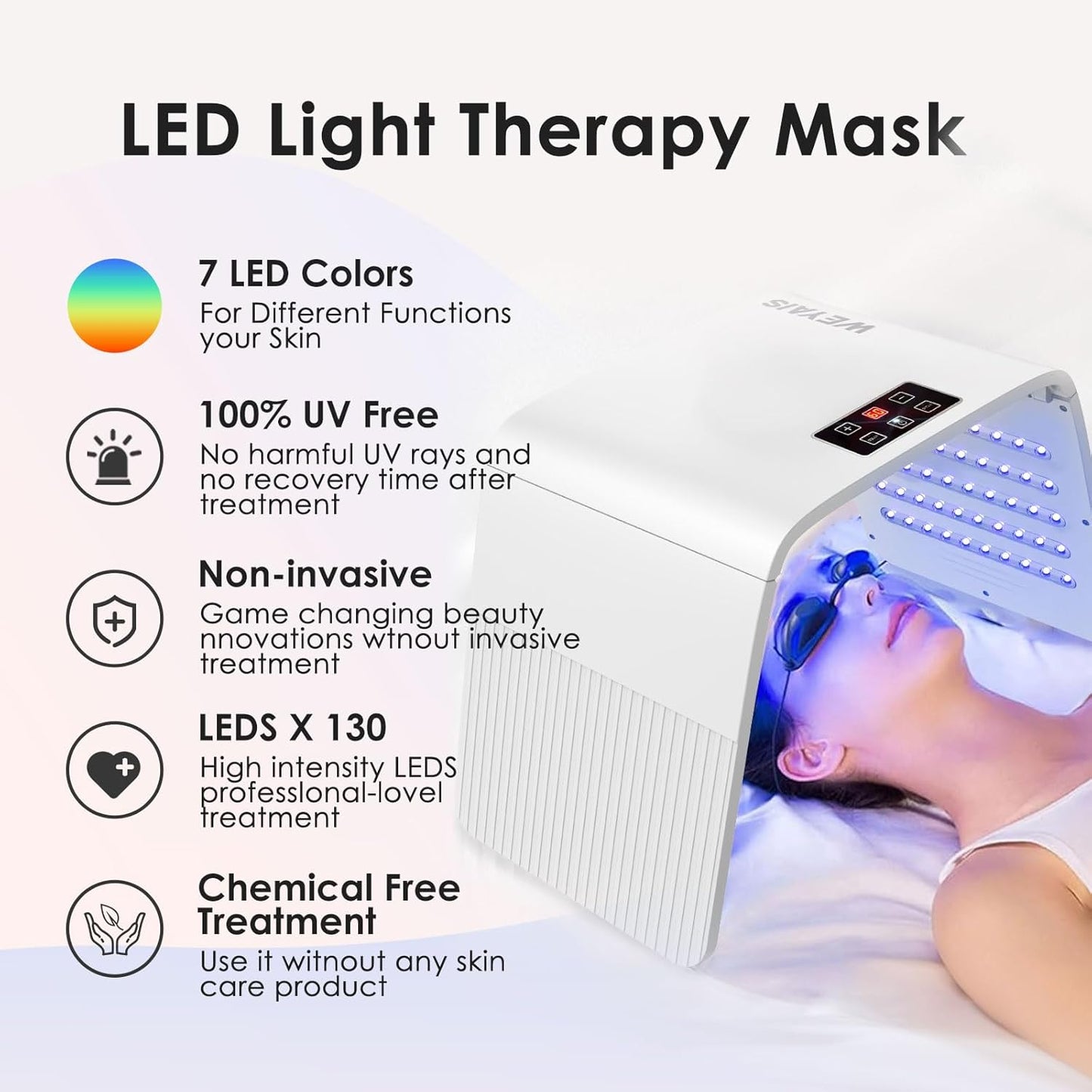 Dluxe Ave. Red-Light-Therapy Red Light Therapy for Face/ 7 Colors