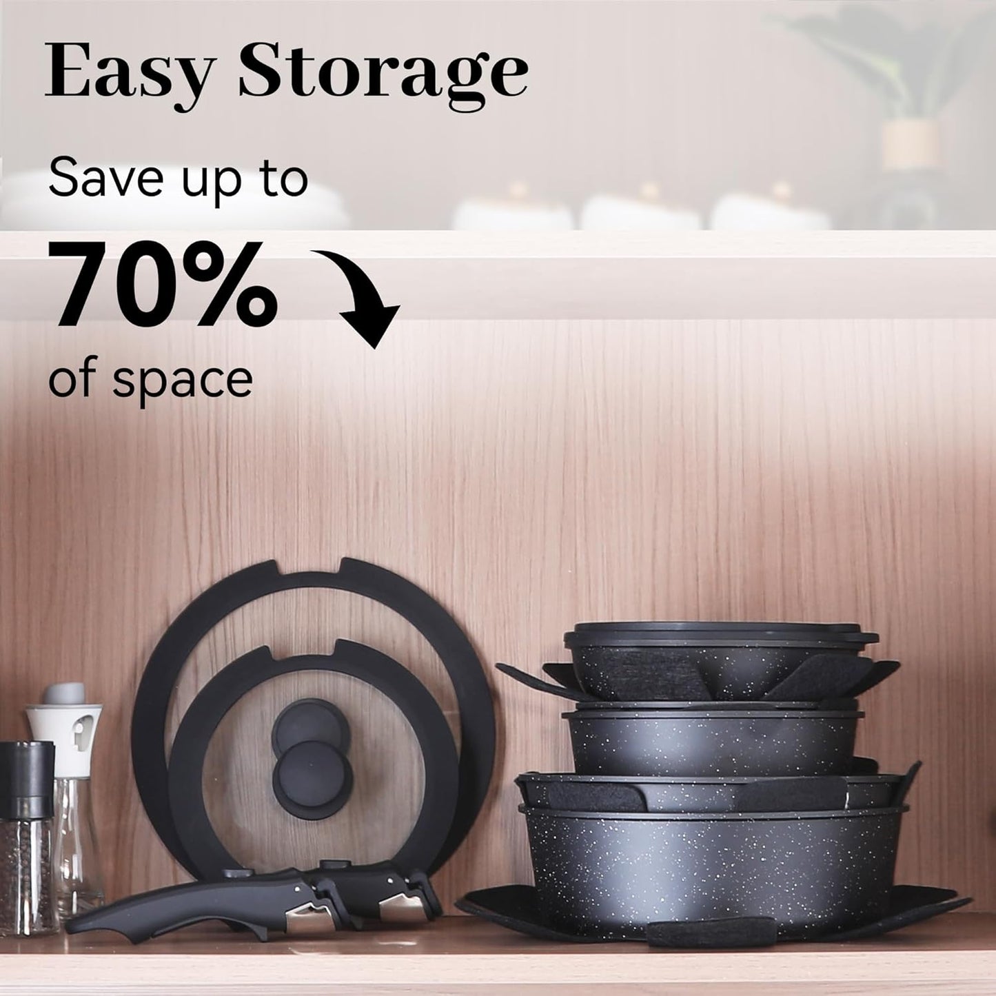 Dluxe Ave.  15PCS Pots and Pans Set Non Stick Kitchen Cookware Sets PFOA Free Black