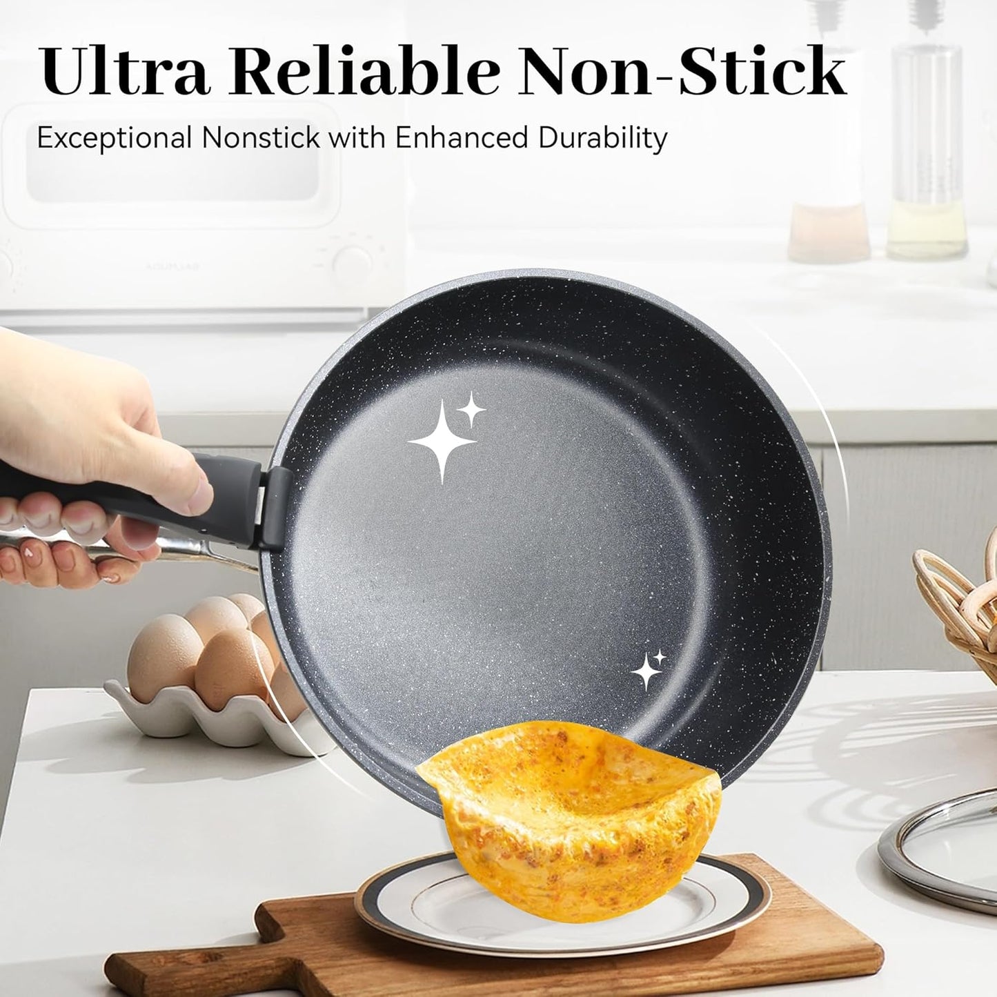 Dluxe Ave.  15PCS Pots and Pans Set Non Stick Kitchen Cookware Sets PFOA Free Black