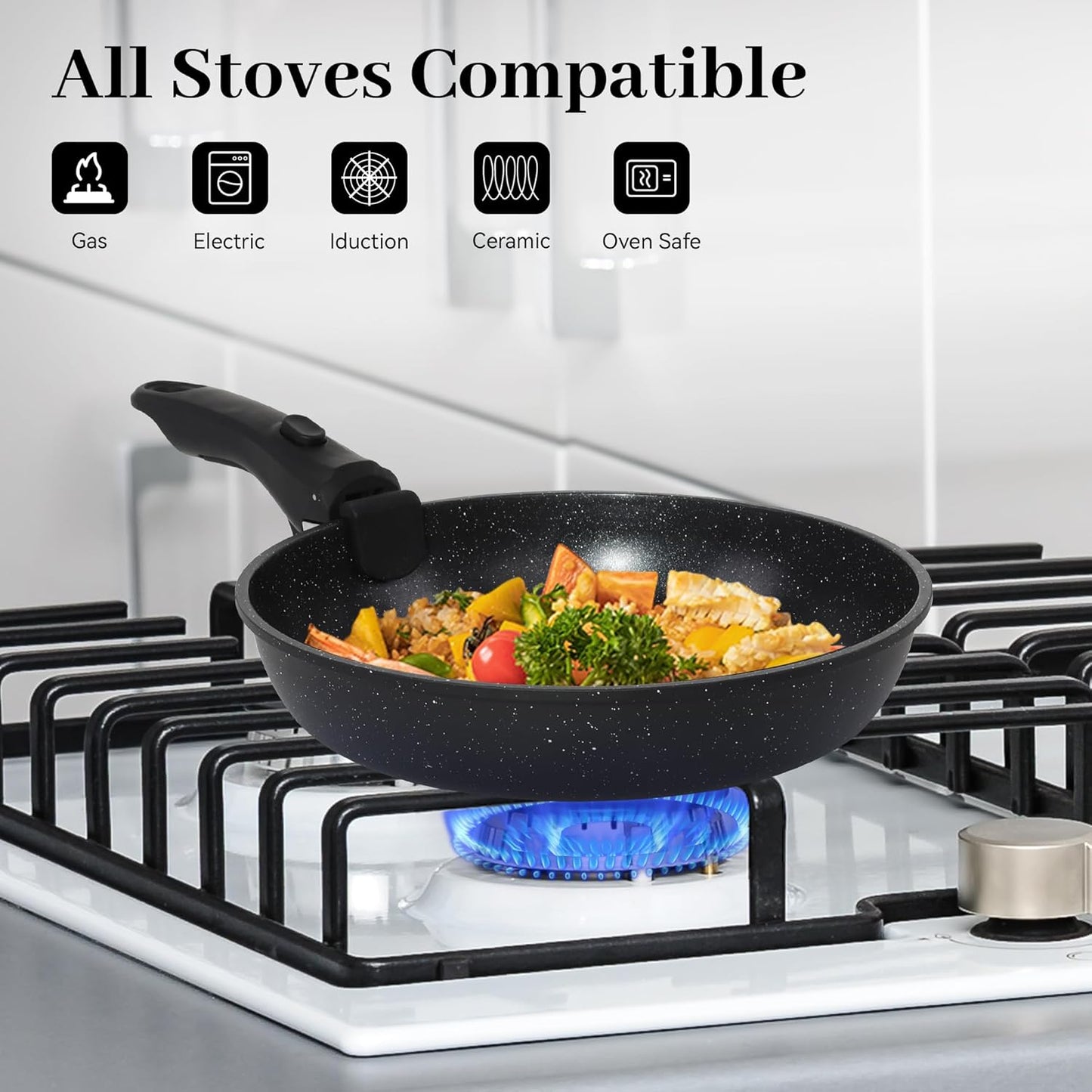 Dluxe Ave.  15PCS Pots and Pans Set Non Stick Kitchen Cookware Sets PFOA Free Black