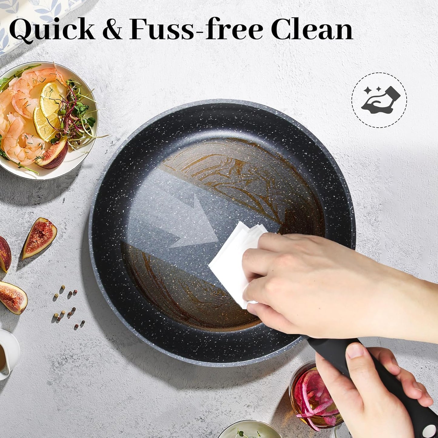 Dluxe Ave.  15PCS Pots and Pans Set Non Stick Kitchen Cookware Sets PFOA Free Black