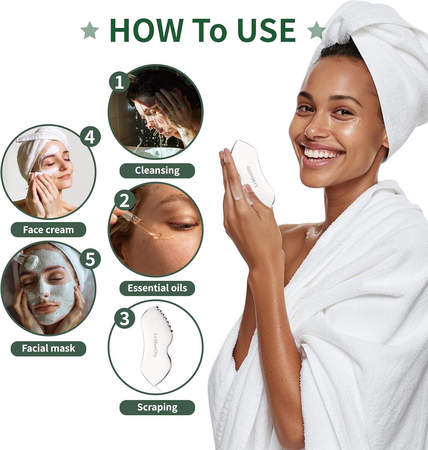 Dluxe Ave. Stainless Steel Gua Sha Facial Tool/ Metal