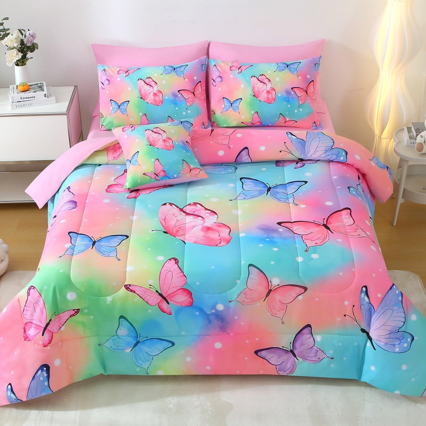 Dluxe Ave. ( TWIN ) 6 Pcs Bedding and Comforter Set, Rainbow