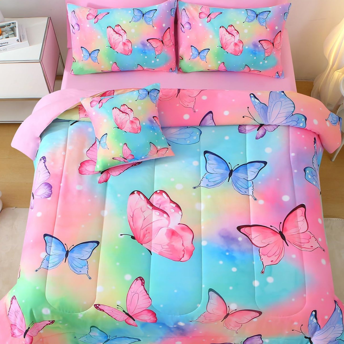 Dluxe Ave. ( TWIN ) 6 Pcs Bedding and Comforter Set, Rainbow