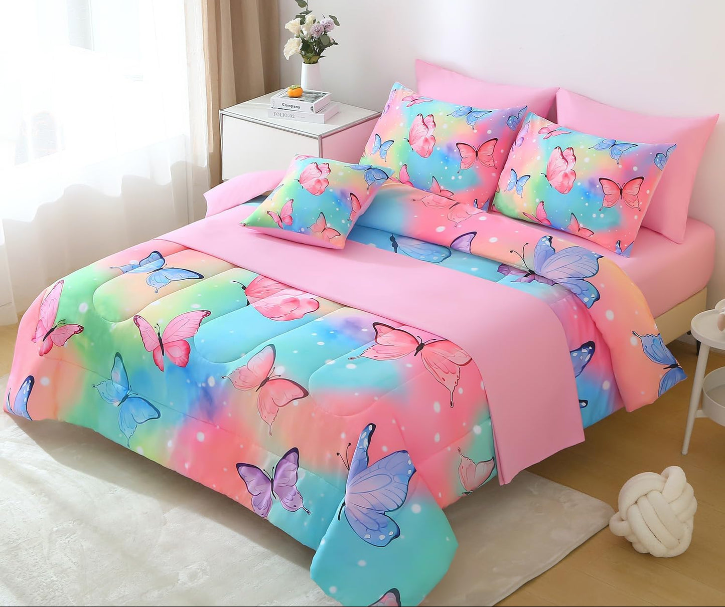 Dluxe Ave. ( TWIN ) 6 Pcs Bedding and Comforter Set, Rainbow