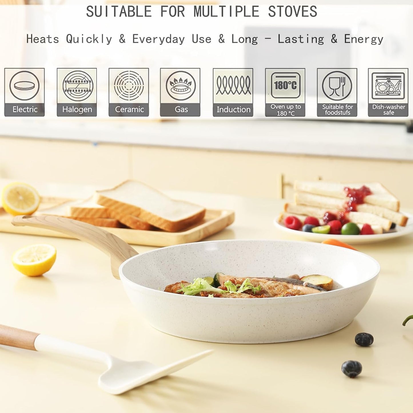 Dluxe Ave.  Blue Non Stick Pots, Pans and Lid with Kitchen Utensils