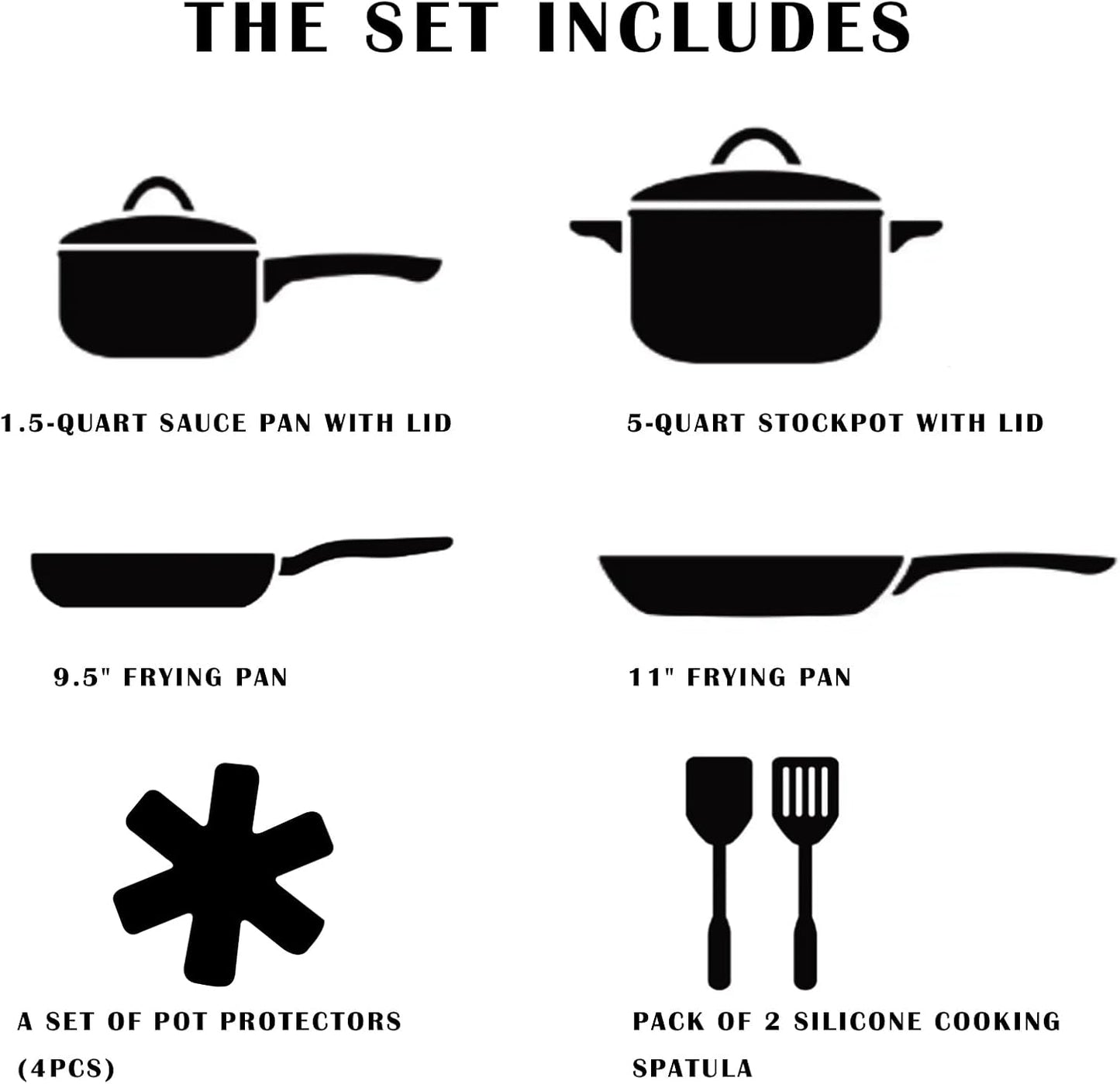Dluxe Ave.  Blue Non Stick Pots, Pans and Lid with Kitchen Utensils