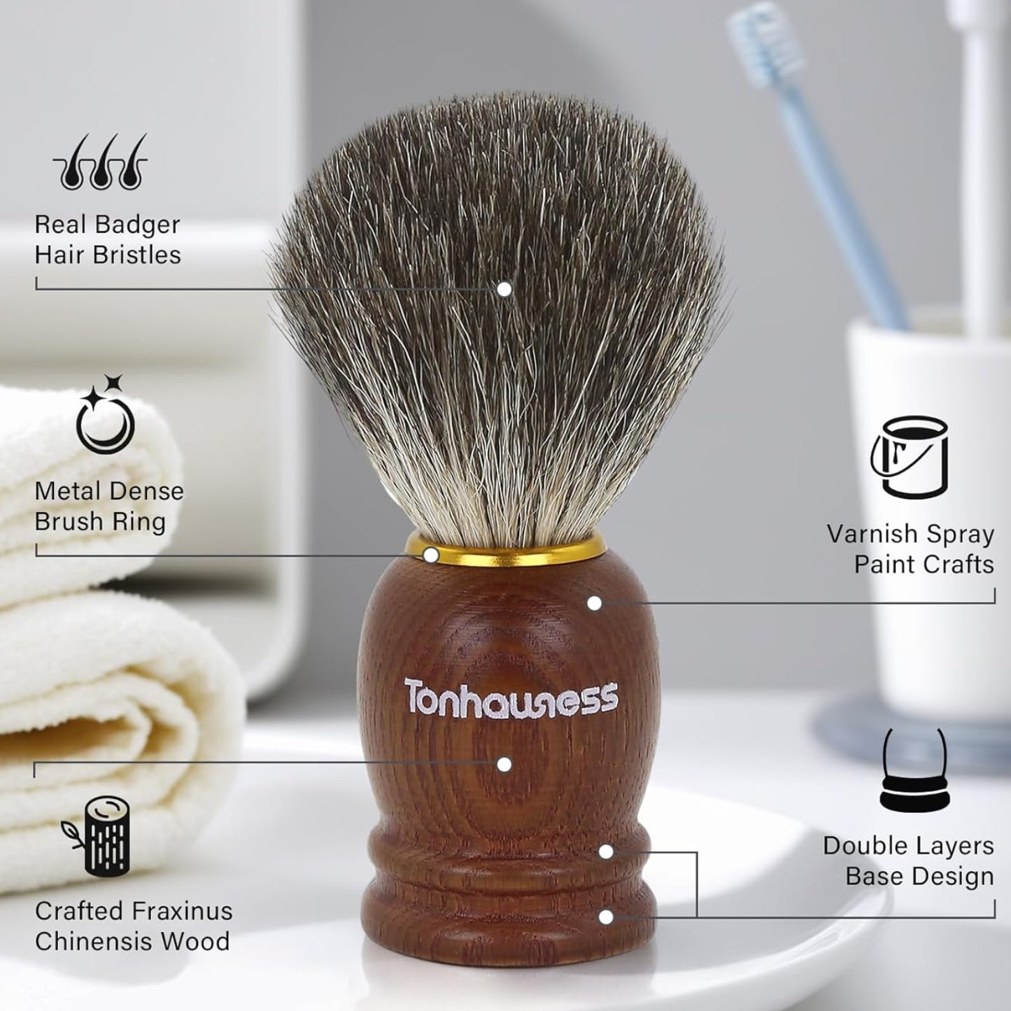 Dluxe Ave. Shaving Brush Kit for Men 3 in 1 Shave Brush Set