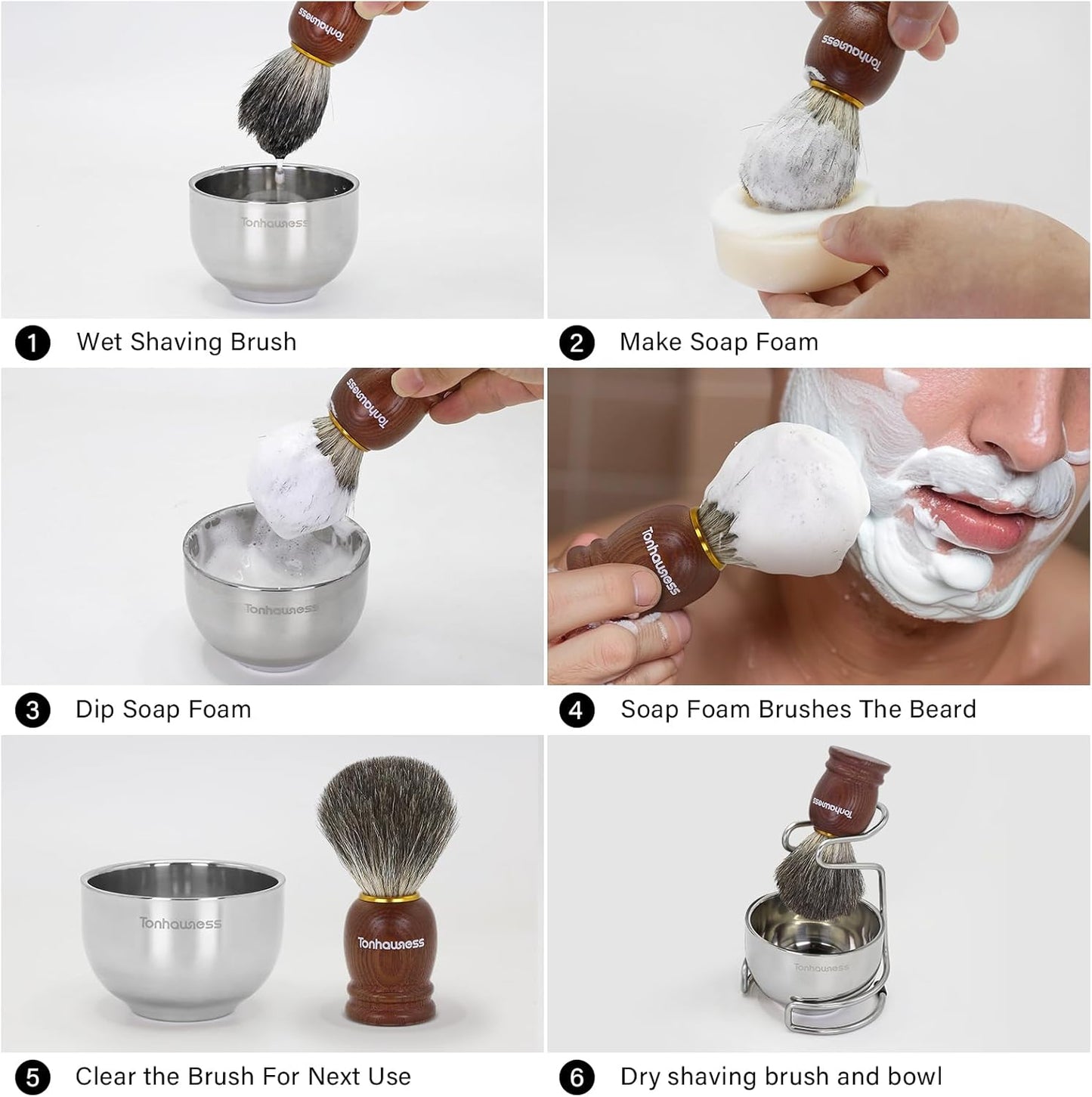 Dluxe Ave. Shaving Brush Kit for Men 3 in 1 Shave Brush Set