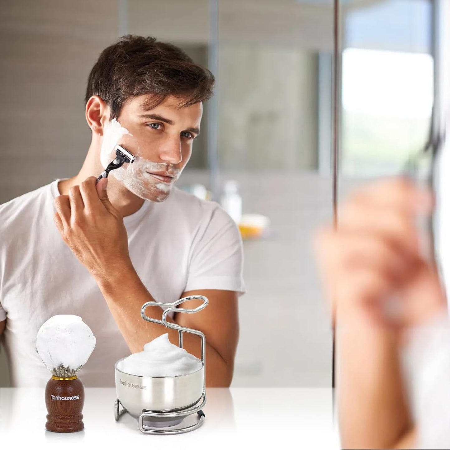Dluxe Ave. Shaving Brush Kit for Men 3 in 1 Shave Brush Set