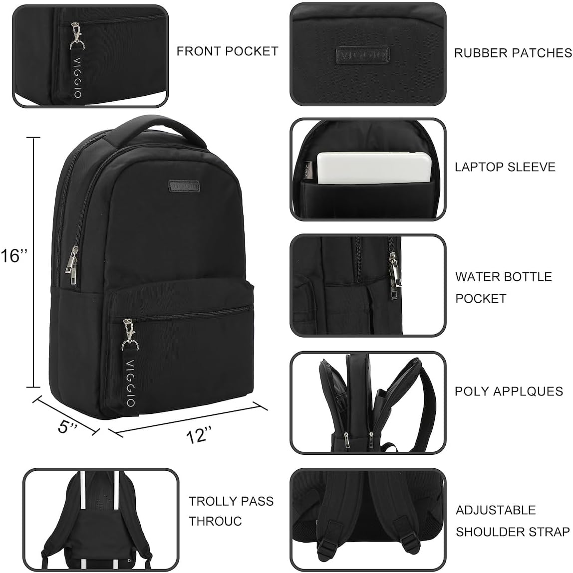 Dluxe Ave. 3-Piece Black Luggage Set/ Spinning Wheels/ (Black)