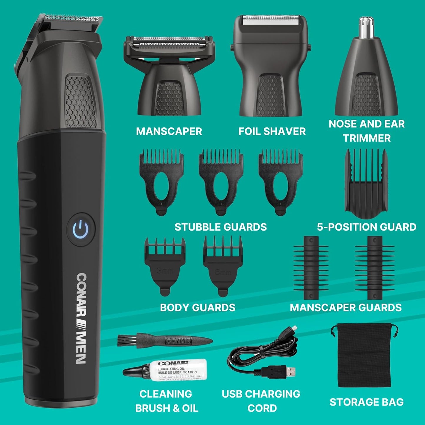 Dluxe. Ave. Conair Men All-in-One Trimmer for Men /16 Piece